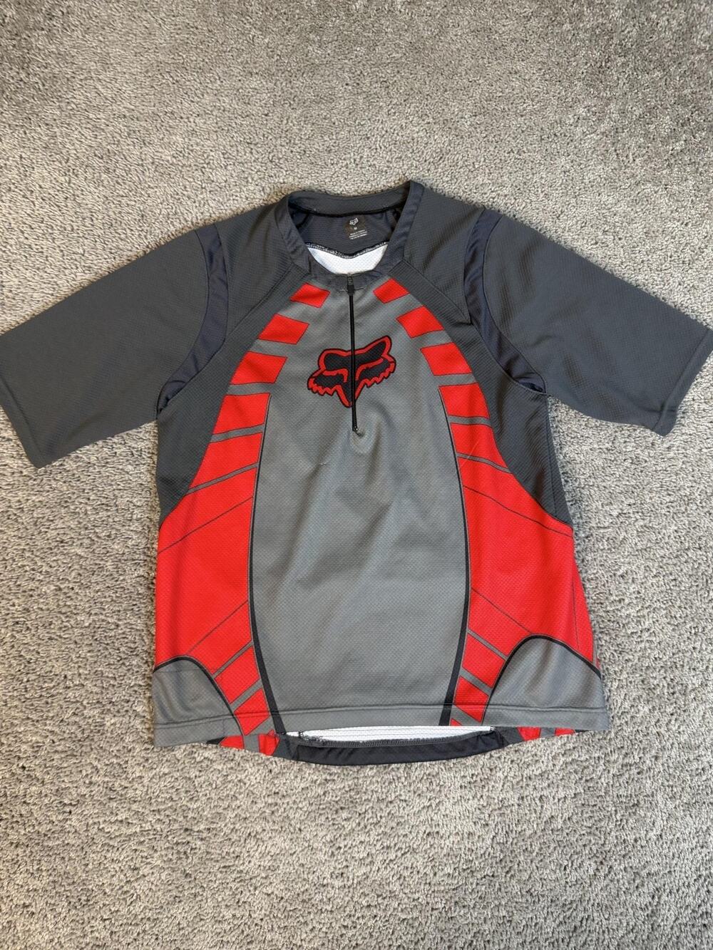 Fox Racing Jersey Mens M Gray Motocross Breathable Mesh Wicking Vented